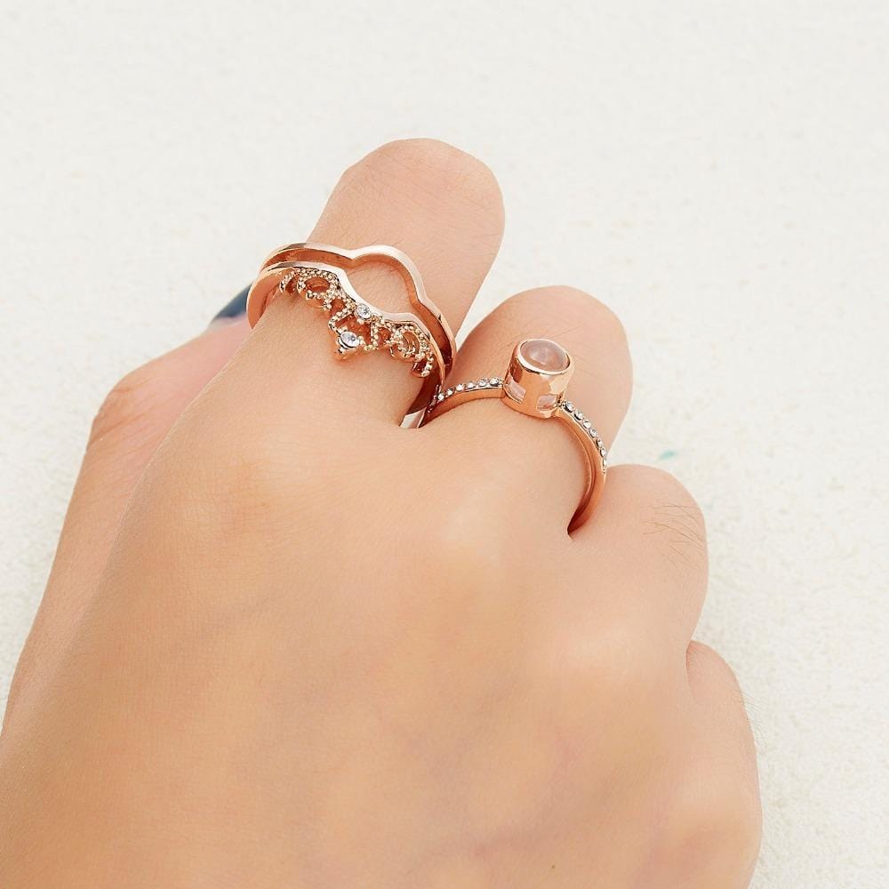 Antique Accessories Adjustable 100 Language Crown Ring Two-in-one