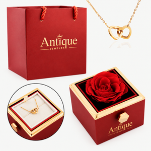 Eternal Rose Box with Engraved Necklace