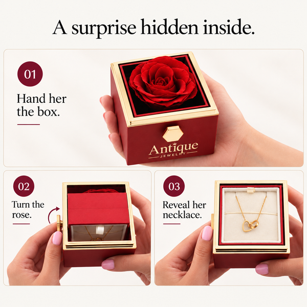 Eternal Rose Box with Engraved Necklace
