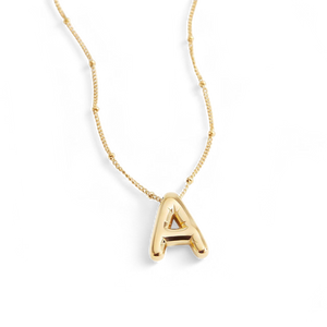 Balloon Initial Necklace with Satellite Chain