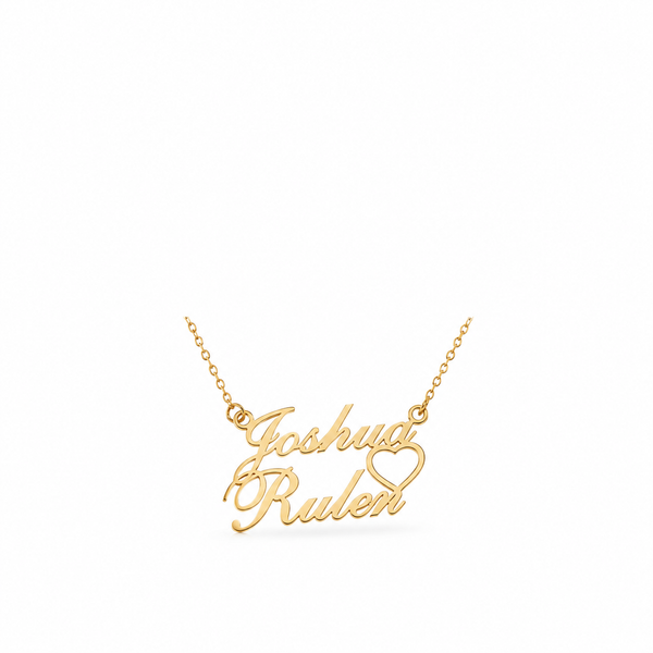 PERSONALIZED  HEART NAME NECKLACE, 24K GOLD