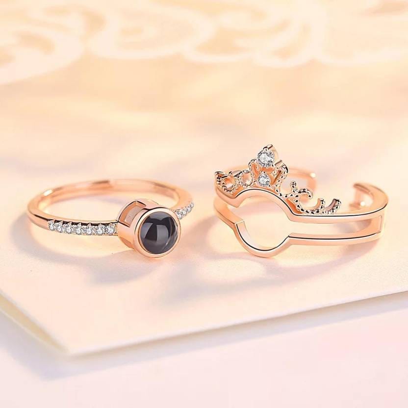 Antique Accessories Adjustable 100 Language Crown Ring Two-in-one