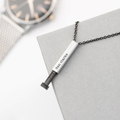 Antique Accessories Hidden Name Engraved Bar Necklace