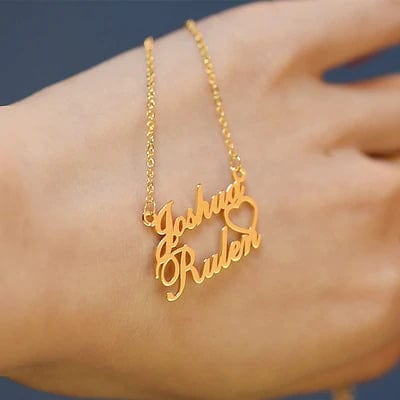 Antique Accessories PERSONALIZED  HEART NAME NECKLACE, 24K GOLD