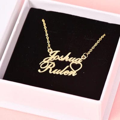 Antique Accessories PERSONALIZED  HEART NAME NECKLACE, 24K GOLD