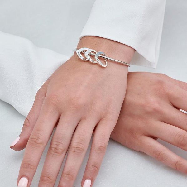 AntiqueAccesories Bangle Bracelet with Heart Shape Pendants