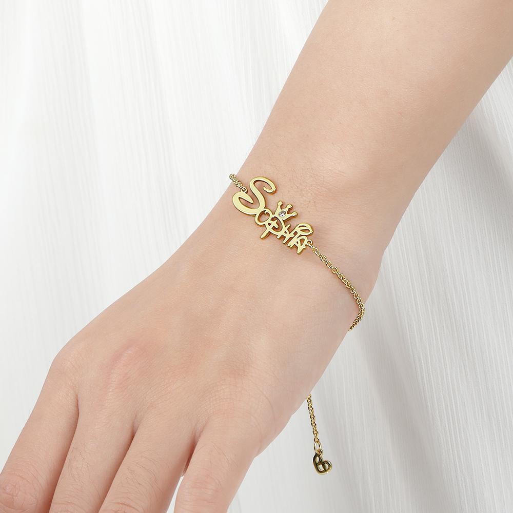 AntiqueAccesories golden Custom Name Bracelet Disney Princess Bracelet