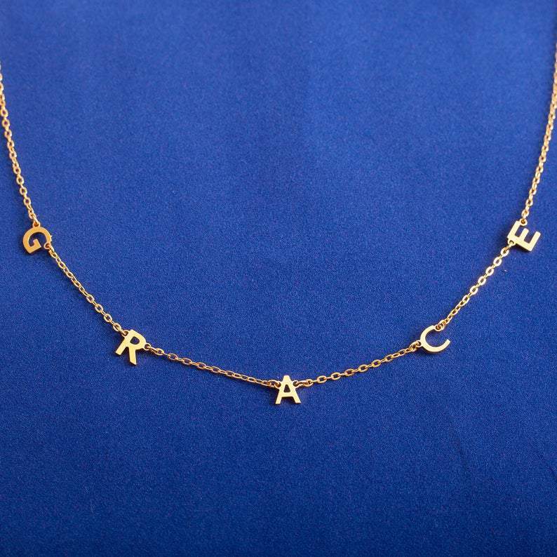 AntiqueAccesories Gold Customize Initial Necklace