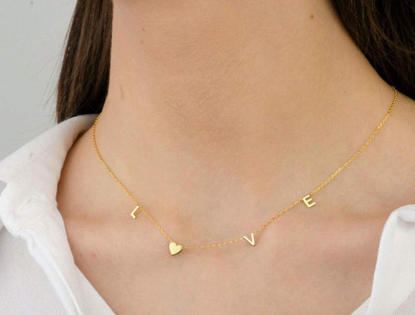 AntiqueAccesories Gold Customize Initial Necklace
