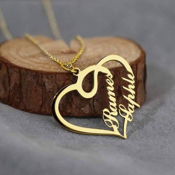 AntiqueAccesories Gold Customized Double Name Pendant