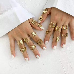 AntiqueAccesories Gold Letter Rings - (A-Z)