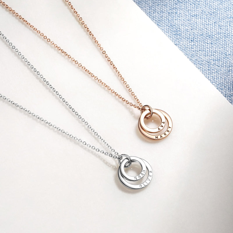 AntiqueAccesories Personalised Double Couple Circles Necklace