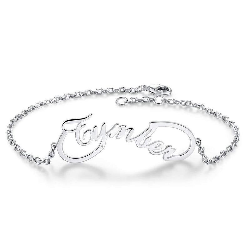 AntiqueAccesories silver Infinity Personalized Name Bracelets