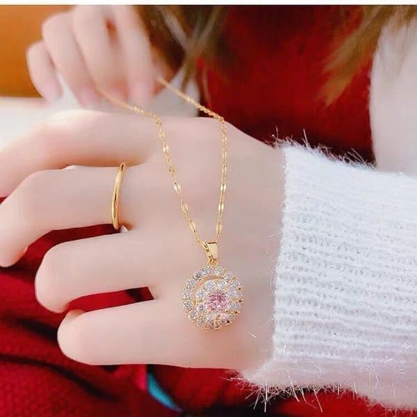 AntiqueAccesories SPIN AND CRYSTAL ANNULUS NECKLACE