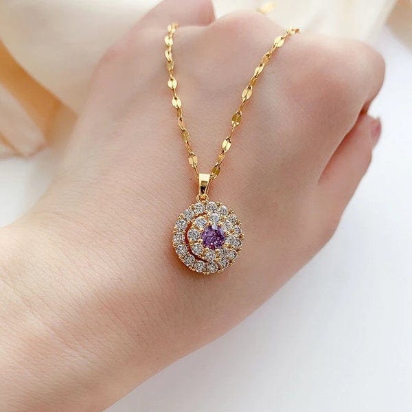AntiqueAccesories SPIN AND CRYSTAL ANNULUS NECKLACE